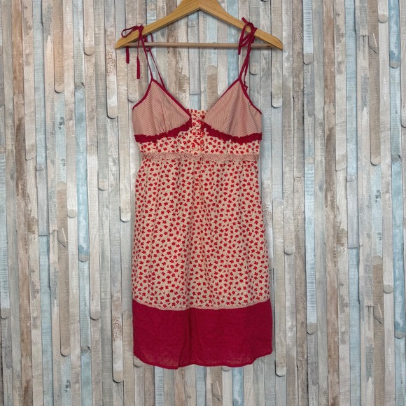 Anthropologie Dresses & Skirts - Anthropologie Ditsy Floral Cotton Mini Babydoll Dress Tie Shoulder Coquette  S